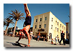 The hostel & the Hermosa Beach promenade